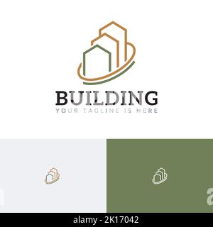 Edificio Casa Immobiliare residenziale Real Estate contorno Logo Illustrazione Vettoriale