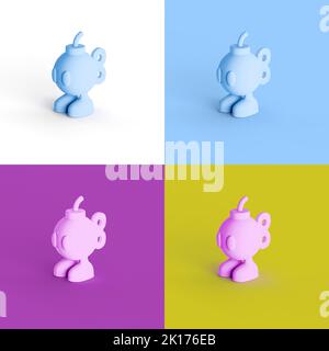 Un rendering 3D di giocattolo di plastica isolato in diversi colori Foto Stock