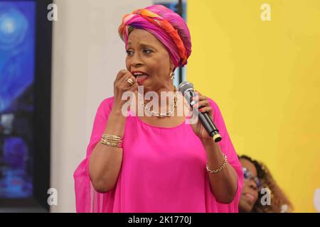 15 settembre 2022, Wilmington, DE, Stati Uniti d'America: L'attrice americana JENIFER LEWIS dà le sue osservazioni durante la serie IT Up di Choppin Giovedi, 15 settembre 2022, alla biblioteca pubblica di Wilmington a Wilmington, DE. (Credit Image: © Saquan Stimpson/ZUMA Press Wire) Foto Stock