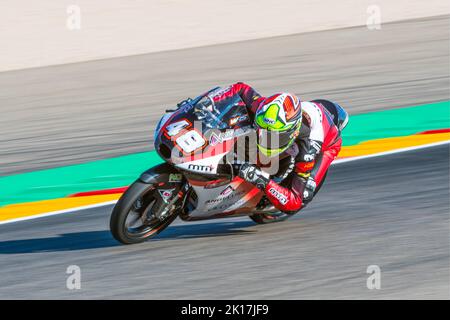 Alcaniz, Spagna. 16th Set, 2022. IVAN ORTOLA (48) d'Italia e del Team MTA durante le Libere MOTO 3 2 del Gran Premio d'Aragona all'ippodromo Motorland Aragon di Alcañiz, Spagna il 16 settembre 2022 (Foto: Alvaro Sanchez) Credit: CORDON PRESS/Alamy Live News Credit: CORDON PRESS/Alamy Live News Foto Stock