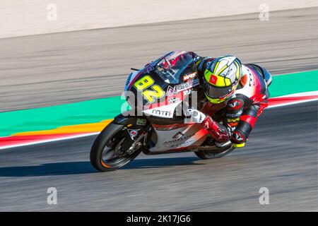 Alcaniz, Spagna. 16th Set, 2022. STEFANO NEPA (82) d'Italia e del Team MTA durante le Libere MOTO 3 2 del Gran Premio d'Aragona all'ippodromo Motorland Aragon di Alcañiz, Spagna il 16 settembre 2022 (Foto: Alvaro Sanchez) Credit: STAMPA CORDON/Alamy Live News Credit: STAMPA CORDON/Alamy Live News Foto Stock