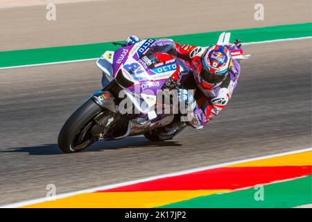 Alcaniz, Spagna. 16th Set, 2022. JORGE MARTIN (89) di Spagna e Pramac Racing durante il MOTO GP Libere 2 del Gran Premio d'Aragona all'ippodromo Motorland Aragon di Alcañiz, Spagna il 16 settembre 2022 (Foto: Alvaro Sanchez) Credit: CORDON PRESS/Alamy Live News Credit: CORDON PRESS/Alamy Live News Foto Stock