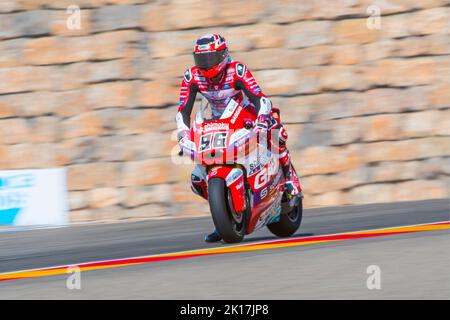 Alcaniz, Spagna. 16th Set, 2022. JAKE DIXON (96) del Regno Unito e del gas Aspar Team durante il MOTO 2 Libere 2 del Gran Premio d'Aragon all'ippodromo Motorland Aragon di Alcañiz, Spagna il 16 settembre 2022 (Foto: Alvaro Sanchez) Credit: CORDON PRESS/Alamy Live News Credit: CORDON PRESS/Alamy Live News Foto Stock