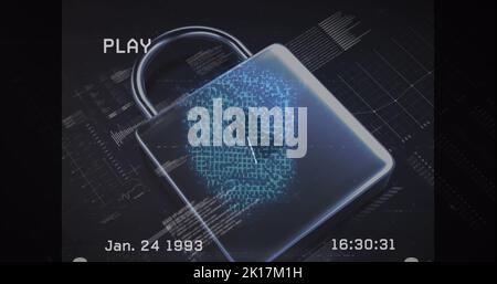 Immagine dell'elaborazione dei dati su lucchetto Foto Stock