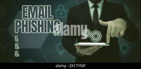 Didascalia concettuale Email PhishingEmail.com che può collegarsi a siti web che distribuiscono malware. E-mail di concetto del Internet che possono collegarsi ai Web site che Foto Stock