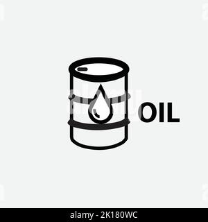 Simbolo del tamburo dell'olio con una goccia di olio e testo Illustrazione Vettoriale