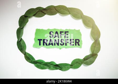 Ispirazione che mostra il segno trasferimento sicuro. Panoramica aziendale Trasferimenti tramite bonifico elettronico e non su carta transazione Foto Stock