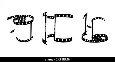 Film roll - tema video cinema fotografico - elemento di design isolato su sfondo bianco - tema colori bianco e nero Foto Stock
