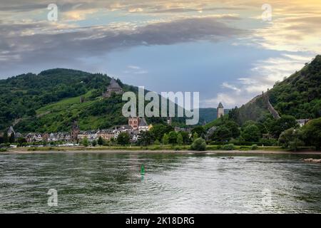 Bacharach, Germania - 16 luglio 2017: Bacharach è una piccola città situata nel distretto di Magonza-Bingen, nella Renania-Palatinato, in Germania. Foto Stock