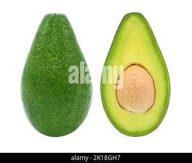 Frutta fresca avocado isolato su sfondo bianco con percorso di ritaglio, Closeup. Foto Stock