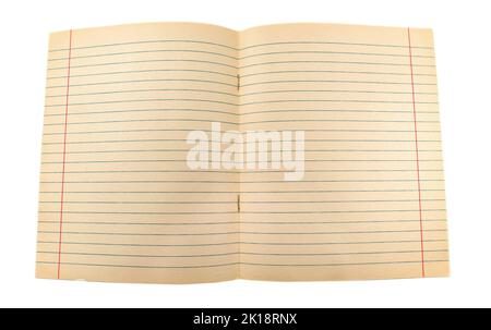 Texture del notebook foderato. Aperto il notebook della scuola Foto Stock