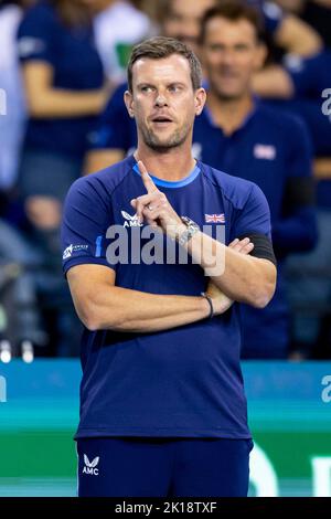 Emirates Arena, Glasgow, Regno Unito. 16th Set, 2022. Davis Cup Tennis, Gran Bretagna contro Paesi Bassi: Daniel Evans contro Tallon Griekspoor. Captain - Leon Smith Credit: Action Plus Sports/Alamy Live News Foto Stock