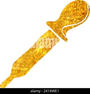 Icona a forma di contagocce disegnata a mano in foglio d'oro disegno vettoriale Illustrazione Vettoriale