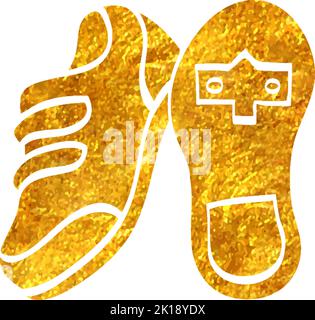 Icona scarpa ciclistica disegnata a mano in foglio d'oro disegno vettoriale Illustrazione Vettoriale