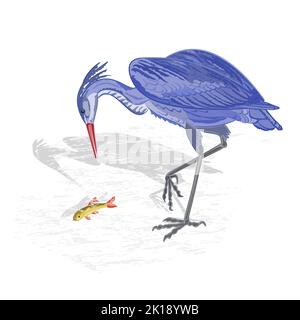 Vettore di caccia di pesce di Heron Illustrazione Illustrazione Vettoriale