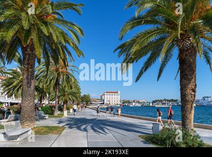 Lungomare nel centro storico di Spalato, Croazia Foto Stock