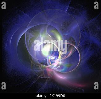 fantasy spazio illustrazione del pianeta blu su sfondo spazio scuro, arte, design Foto Stock