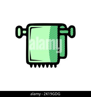 icona dell'asciugamano isolata su sfondo bianco dalla collezione dell'hotel. icona dell'asciugamano simbolo dell'asciugamano moderno e alla moda per il logo, icona dell'asciugamano segno semplice. icona dell'asciugamano Foto Stock