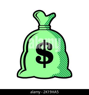 Money bag with US dollar sign icon. Simple illustration of money bag with US dollar sign vector icon for web Stock Photo