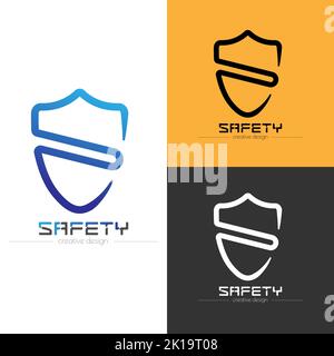 Sicurezza. Un elemento di design per un logo, un marchio, un adesivo o un'etichetta. Modello di icona per siti Web e applicazioni. Stile piatto Illustrazione Vettoriale