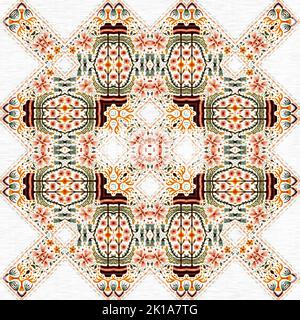 Boho nucleo cottage botanico senza cuciture modello. Sfondo allover folcloristico decorativo alla moda. Piccoli fiori geo ditsy per carta da parati illustrazione. Foto Stock