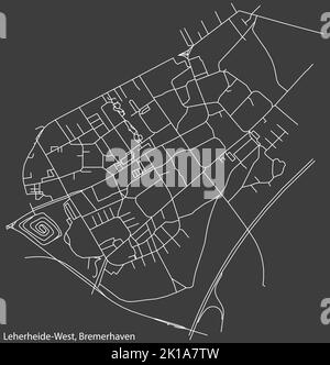 Mappa stradale del QUARTIERE LEHERHEIDE-WEST, BREMERHAVEN Illustrazione Vettoriale