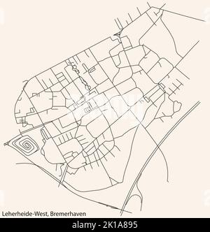 Mappa stradale del QUARTIERE LEHERHEIDE-WEST, BREMERHAVEN Illustrazione Vettoriale