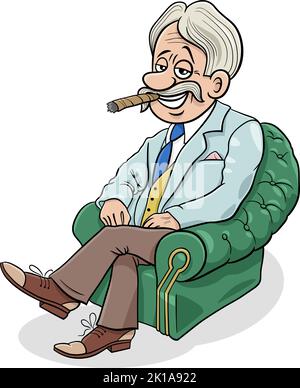 Illustrazione cartoon di boss o uomo d'affari in poltrona Illustrazione Vettoriale