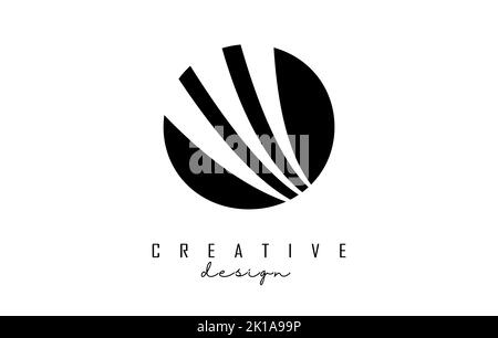 Logo o nero con linee di punta e design dello spazio negativo. Lettera con disegni geometrici e creativi. Illustrazione vettoriale con lettera. Illustrazione Vettoriale