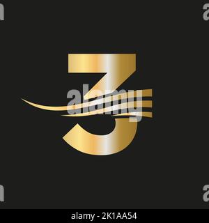 Modern Letter 3, 3 Logo Monogram modello vettoriale combinato con Luxury, Fashion Business e identità aziendale Illustrazione Vettoriale