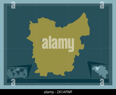 Oost-Vlaanderen, provincia del Belgio. Forma a tinta unita. Mappe delle posizioni ausiliarie degli angoli Foto Stock