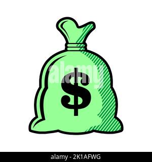 Money bag with US dollar sign icon. Simple illustration of money bag with US dollar sign vector icon for web Stock Photo