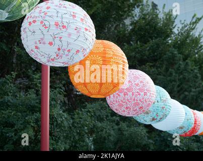 Lanterne cinesi al Chinatown Lantern Festival di Calgary, Canada Foto Stock