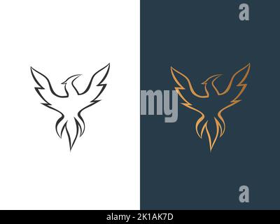 Logo vettoriale minimalista Phoenix Bird lineal art Illustrazione Vettoriale