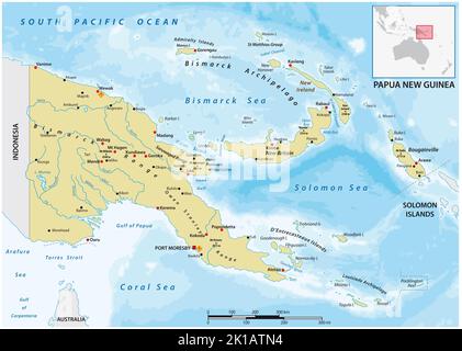 Mappa vettoriale dello Stato indipendente di Papua Nuova Guinea Foto Stock