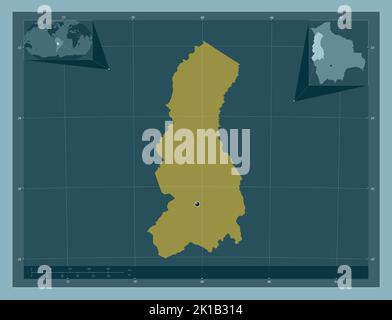 La Paz, dipartimento della Bolivia. Forma a tinta unita. Mappe delle posizioni ausiliarie degli angoli Foto Stock