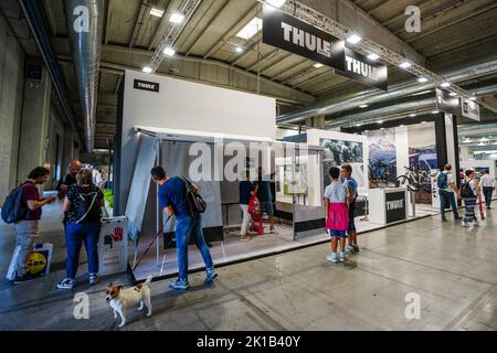 Fiere di Parma, Parma, Italia, 16 settembre 2022, Stand THULE durante il Salone del Camper 2022 - Reportage Foto Stock