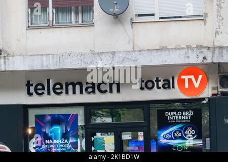 Podgorica, Montenegro - 4 giugno 2022: Logo di telemach TV totale. Foto Stock