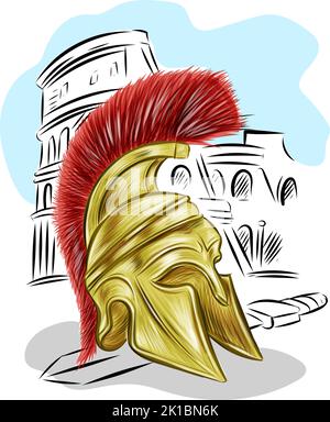 Centurion Soldato Romano con colosseo Illustrazione Vettoriale