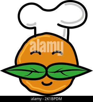 meetball con baffi e basilico. illustrazione vettoriale Illustrazione Vettoriale