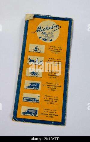 Road map Michelin vintage su sfondo bianco, Francia. Foto Stock