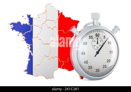 Mappa francese con cronometro, 3D rendering isolato su sfondo bianco Foto Stock