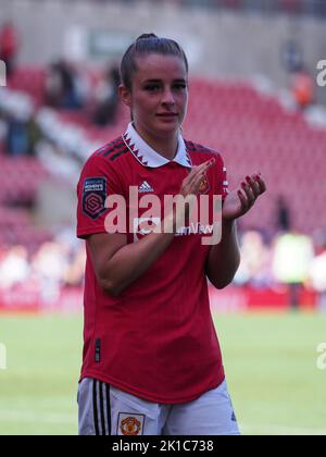 Leigh, Regno Unito. 17th Set, 2022. Leigh, Inghilterra, 17th 2022 settembre: Ella Toone (7 Manchester United) dopo il gioco di Barclays fa Womens Super League tra Manchester United e Reading al Leigh Sports Village di Leigh, Inghilterra (Natalie Mincher/SPP) Credit: SPP Sport Press Photo. /Alamy Live News Foto Stock