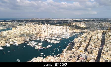 Veduta aerea dell'antico paesaggio urbano di Senglea a Malta. Foto Stock