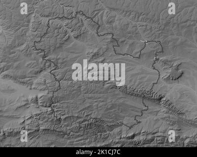 Targovishte, provincia di Bulgaria. Mappa in scala di grigi con laghi e fiumi Foto Stock