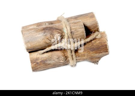tronchi di legno isolato su sfondo bianco Foto Stock