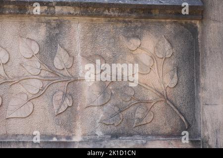 Rilievo simbolico dell'edera, 1955, cimitero di Algaida, Maiorca, Isole Baleari, Spagna. Foto Stock
