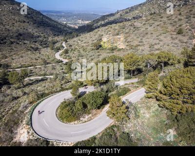 Puig de cura Ascent, Randa, Algaida, Mallorca, Isole Baleari, Spagna. Foto Stock