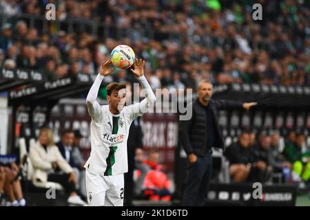 MOENCHENGLADBACH, GERMANIA - 17 SETTEMBRE 2022: Joe Scally. La partita di calcio della Bundesliga Borussia Mönchengladbach contro RB Leipzig Foto Stock