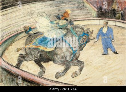 Al Circus: Lavorare in Ring. Henri de Toulouse-Lautrec. Carbone, pastello, e gesso nero. 1899 Foto Stock